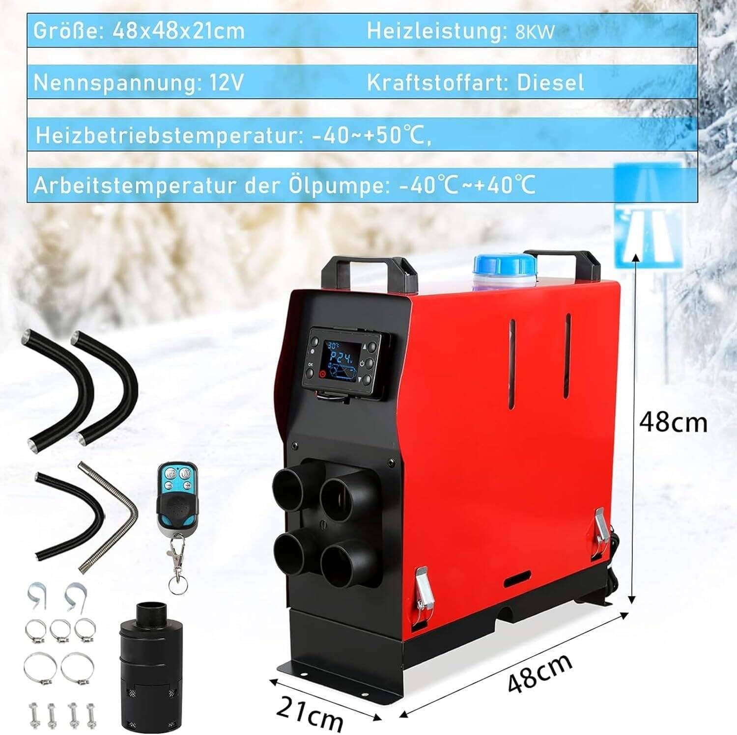 Diesel Standheizung 12V 8KW Verstellbar LCD Luftheizung Heizung Auto Heater Dieselheizung