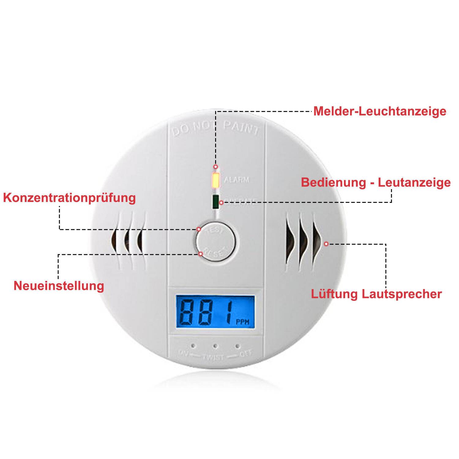 CO Kohlenmonoxid 1x installation Kohlenmonoxid Kohlenmonoxidmelder
