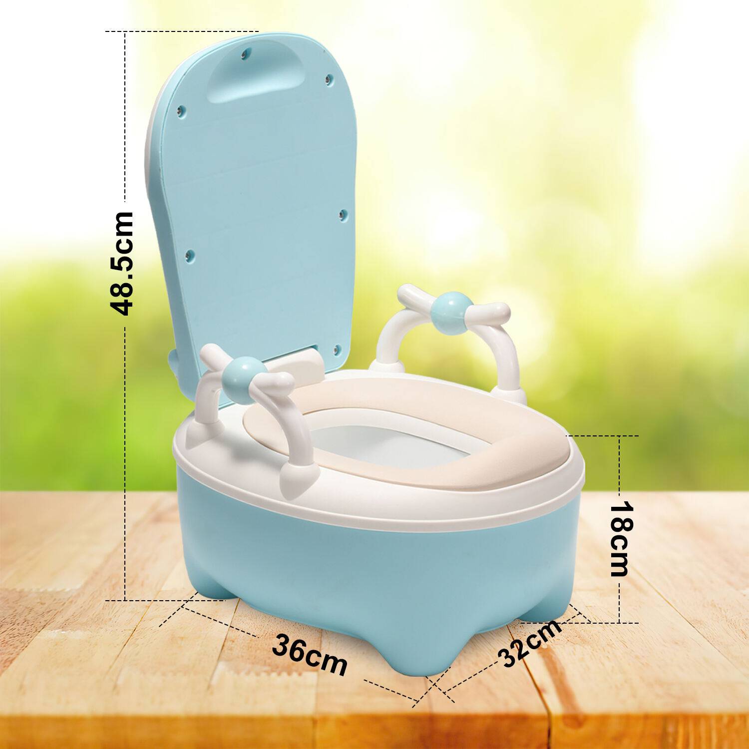Kinder Töpfchen und Toilette für Babys, Babytopf mit WC-Funktion, Kinder Toilettensitz und Trainer mit Griffen und rutschfestem Design blau