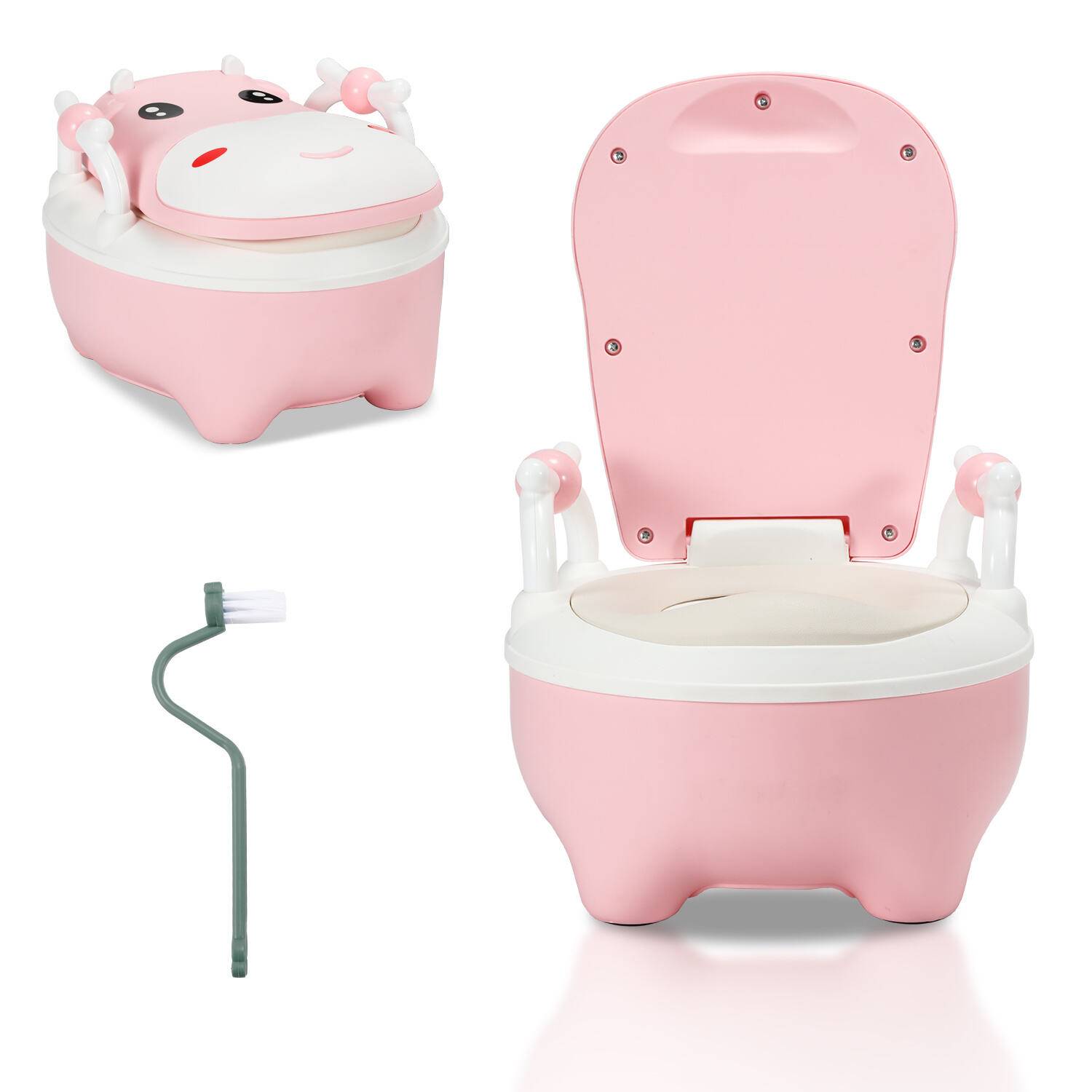 Kinder Töpfchen Kindertoilette Babytopf WC, Kinder Toilettensitz Toilettentrainer mit Griffe und Anti-Rutsch, für Kinder ab 1 jahr Rose