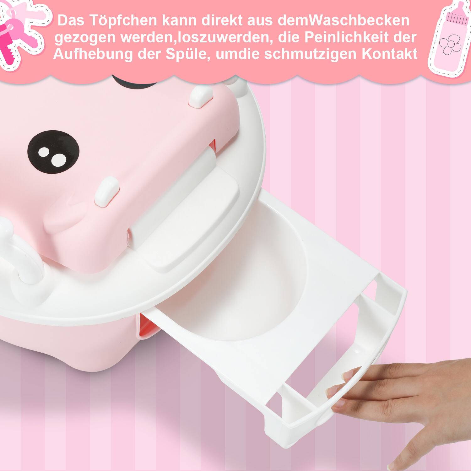 Kinder-Töpfchen Kindertoilette Toilettensitz, Babytopf Übungstöpfchen mit Handgriffen, Toilettentrainer für Kinder ab 1 jahr, Kinderfreundliches