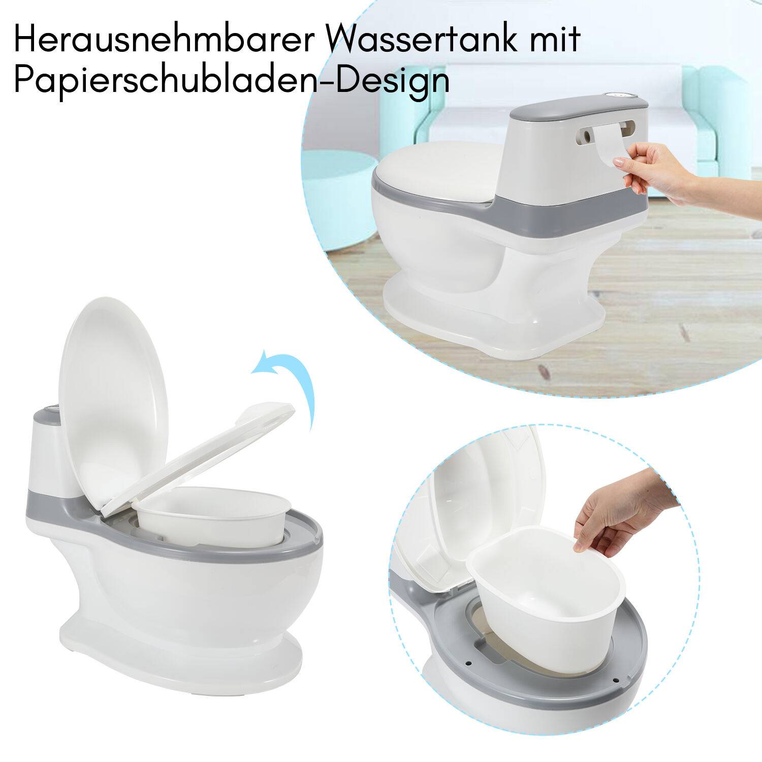 Kindertöpfchen, Baby-Toilettensitz, Babytöpfchen, Toilettentrainer für Kleinkinder mit Deckel mit Sound