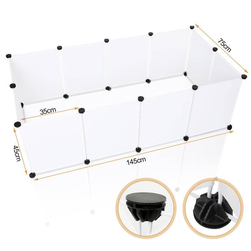 Kleintierkäfig Freigehege DIY variabler Aufbau Leicht zu montieren 12 Stück 35x45 cm Weiß