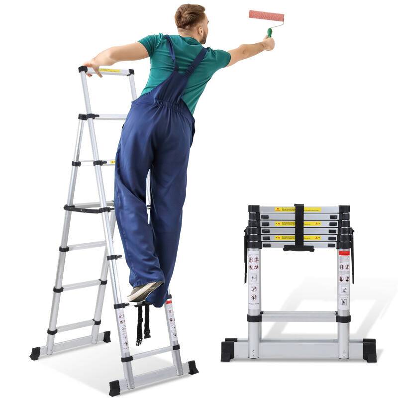 Teleskopleiter Ausziehleiter Klappleiter Stabil Aluminium Stehleiter bis 150kg Mit Waagebalken 1.7m+2.0m