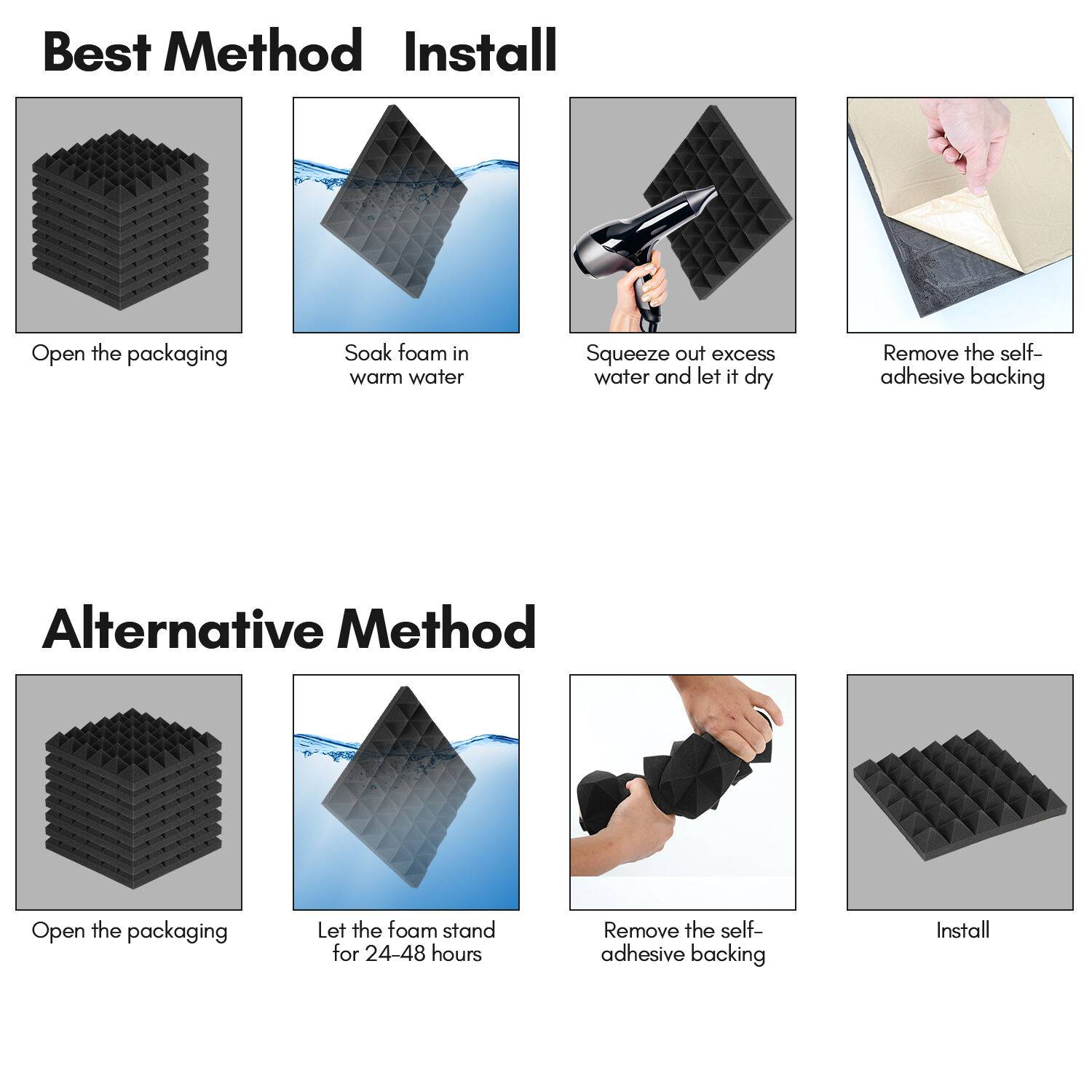 Pyramiden Schaumstoff (Schwarz) ca.30x30x5cm) Akustikschaumstoff Schall Schutz Dämmung