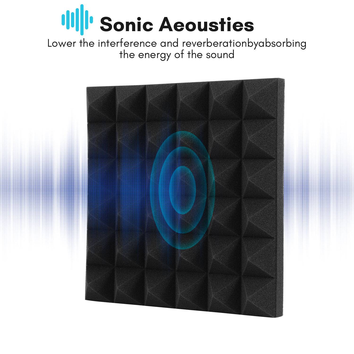 Pyramidenschaumstoff - SELBSTKLEBEND (50x50x 3 cm) Akustikschaumstoff Acoustic Foam self adhesive - Schalldämmmatten zur effektiven Akustik Dämmung