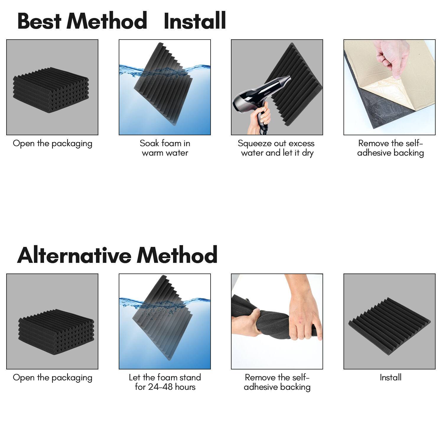 Dreieckschaumstoff- SELBSTKLEBEND (50x50x 2,5 cm) Akustikschaumstoff Acoustic Foam self adhesive - Schalldämmmatten zur effektiven Akustik Dämmung