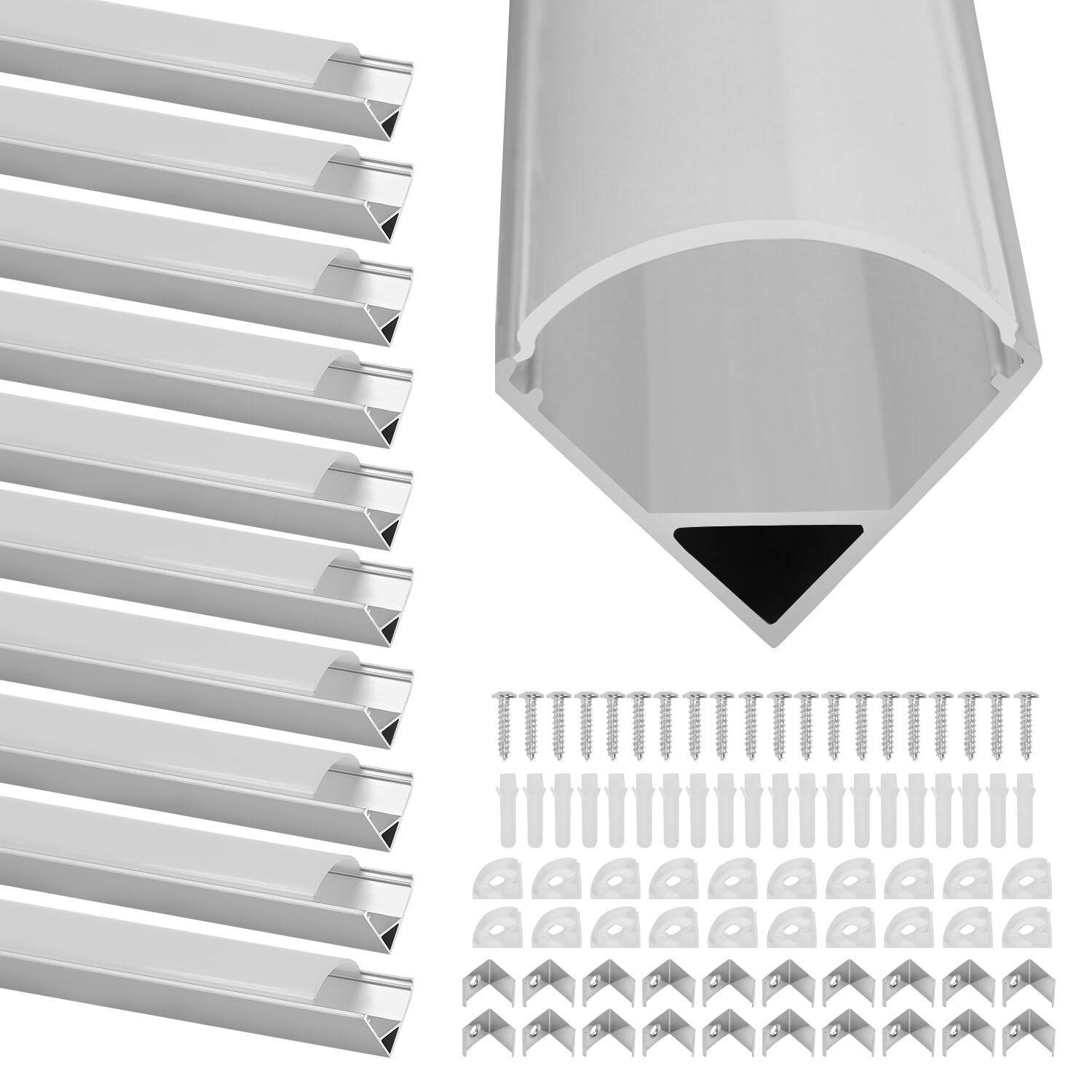 10x1m LED Alu Profil Aluminium Profil Schiene LED Leiste für LED Strip Profil Modelle V-form
