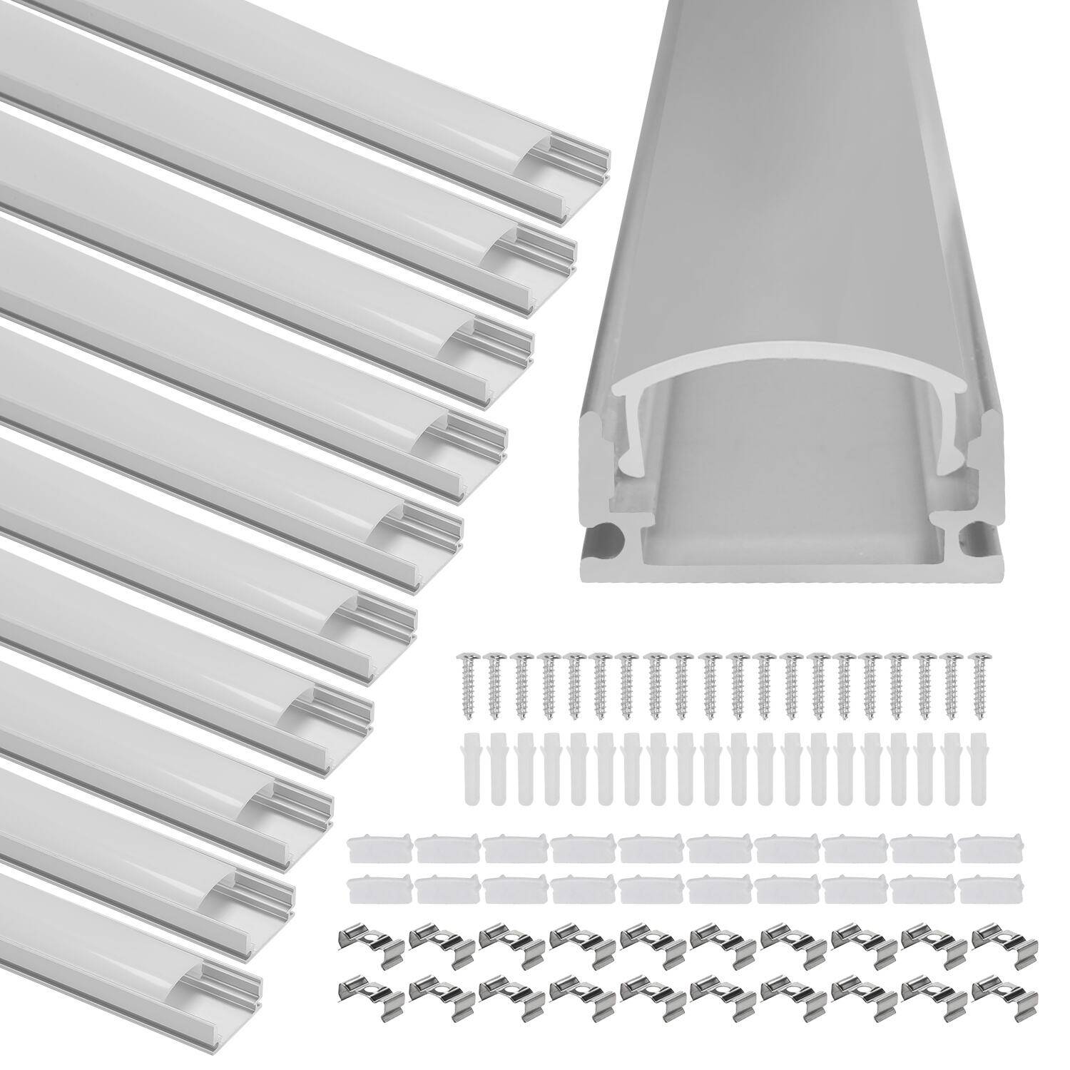 10x1m LED Alu Profil Profil Schiene LED Leiste LED Kanal für LED Strip Profil Modelle U-form Aluminium