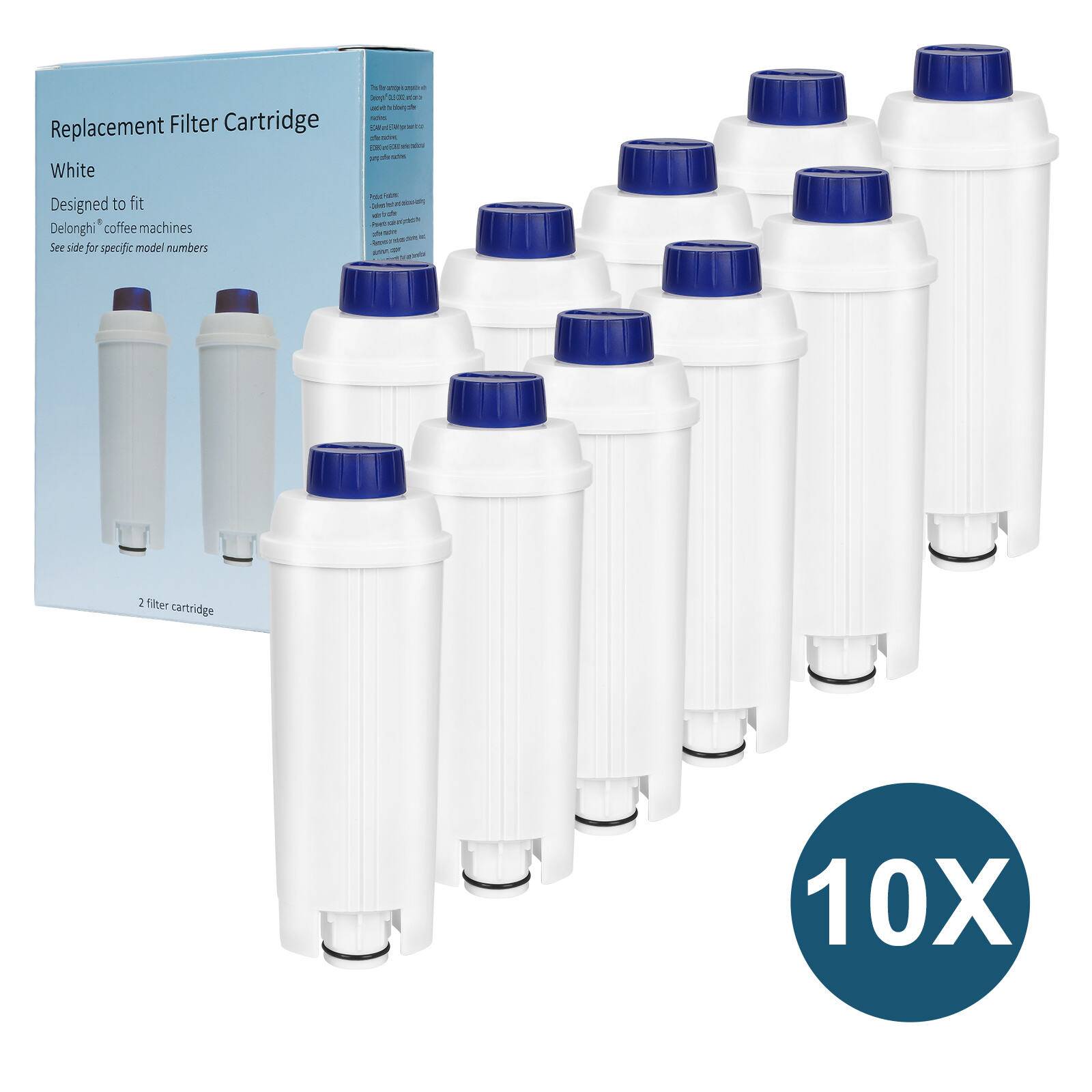 Wasserfilter Kaffeefilter für Delonghi DLSC002 Kaffeevollautomaten, Zubehör für Kaffeemaschinen der ECAM, ETAM sowie ESAM Serie, Pack 10 komp