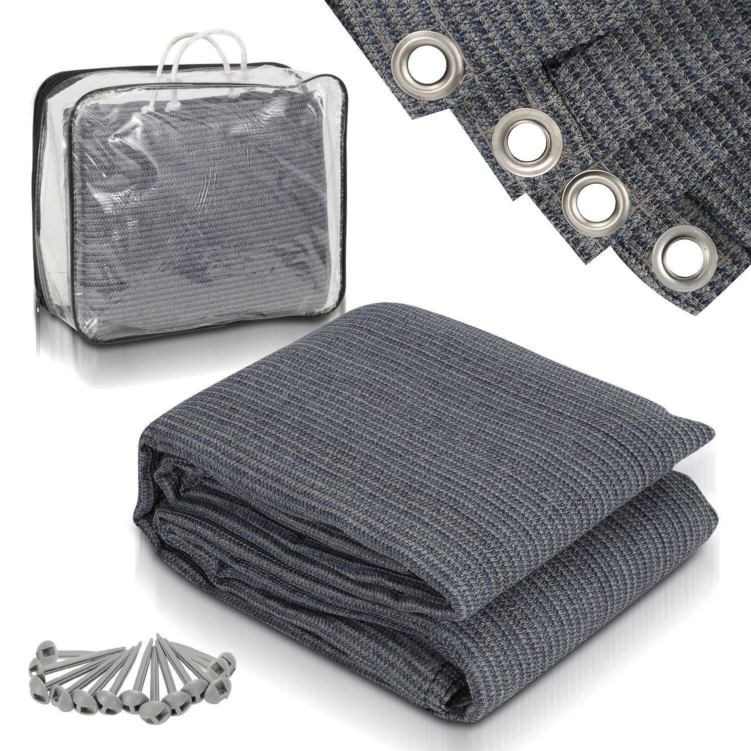 Vorzeltteppich Zeltteppich 2,5 x 6 m Zeltunterlage Outdoor Campingteppich Campingmatte Vorzeltboden HDPE Zeltboden für Zelt Wohnmobil 13 Heringe