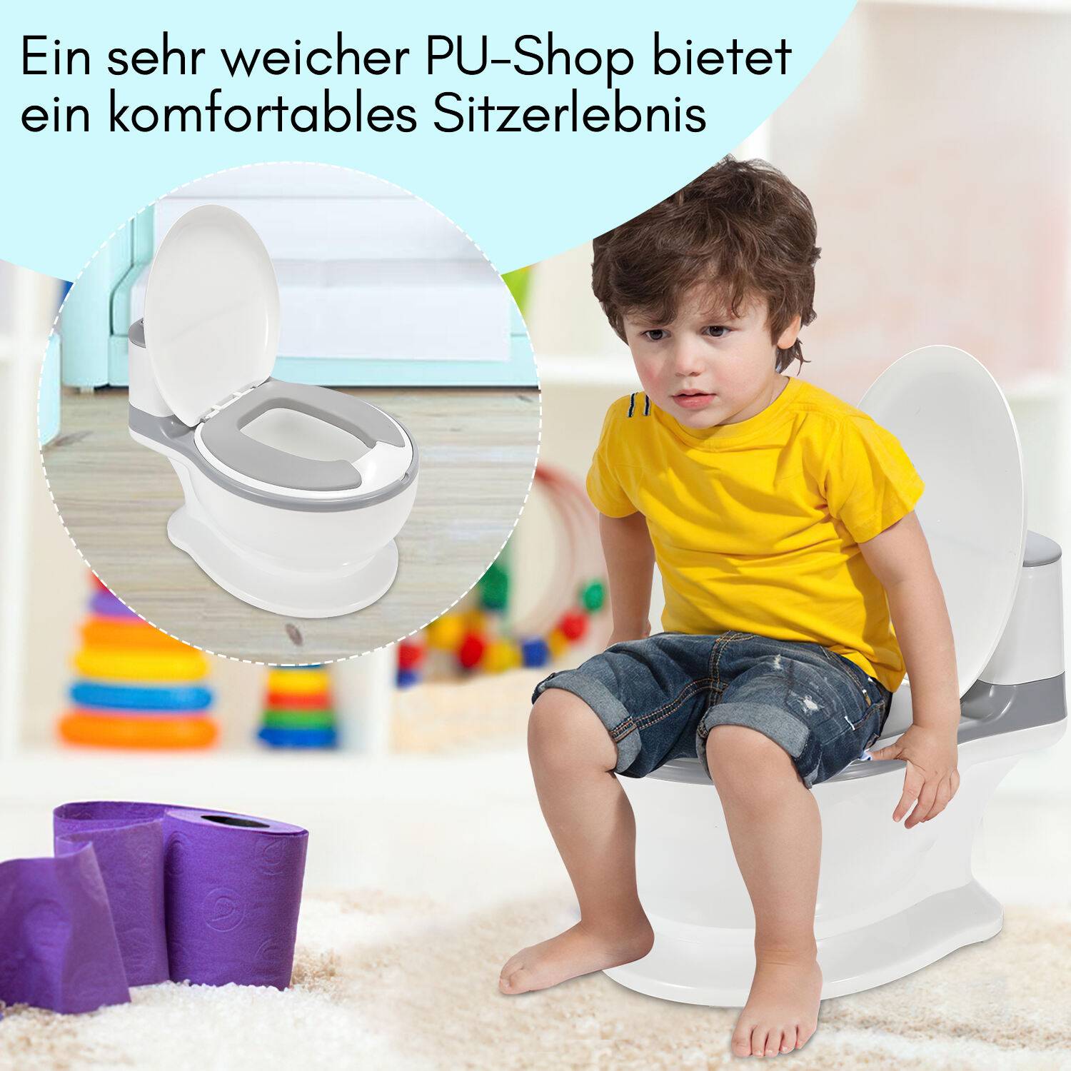 Kinder Töpfchen Kindertoilette für Babys und Kleinkinder Toilettentrainer Kinder Toiletten Babytopf Kinderfreundliches Design mit Anti-Rutsch-Funkti