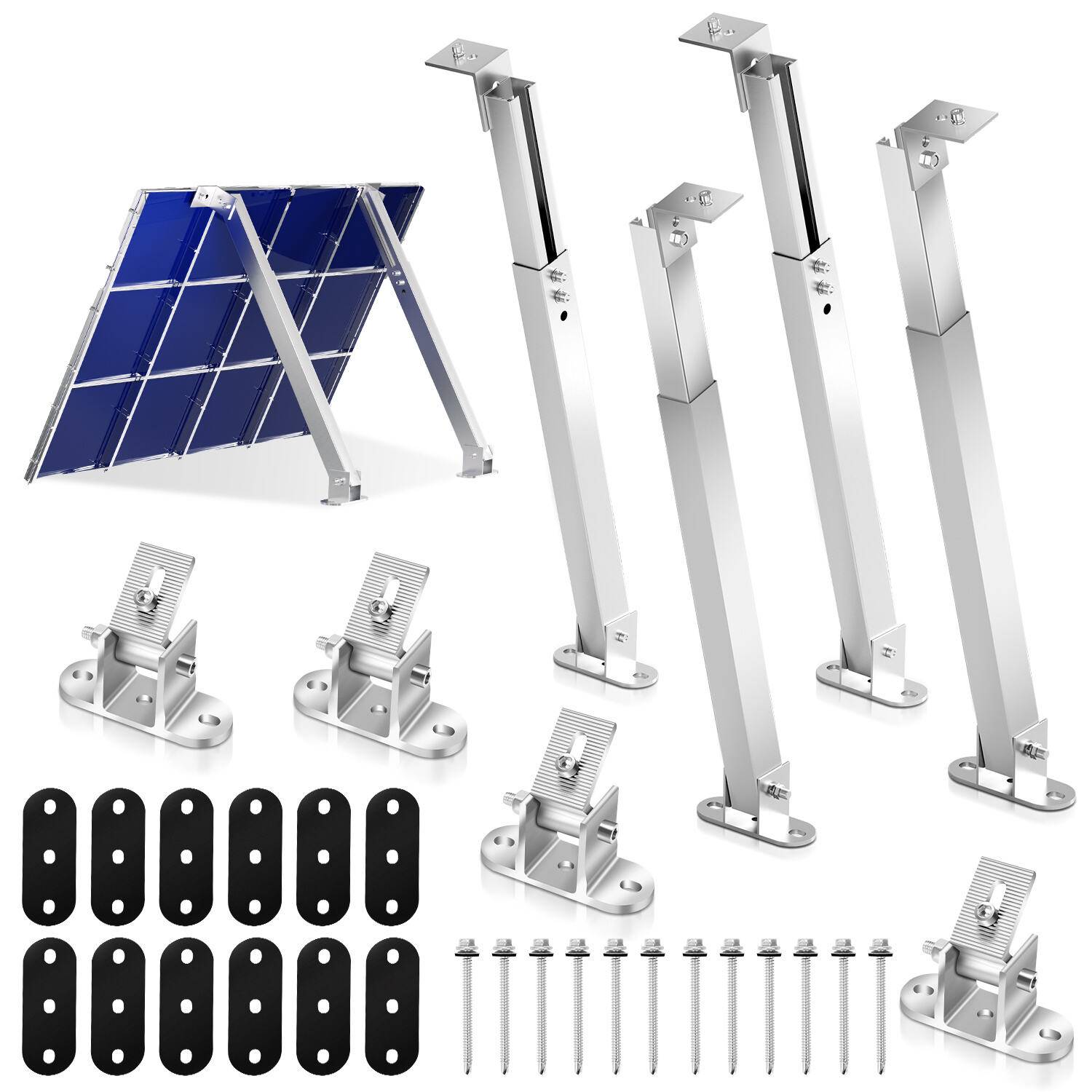 Für 2 Solarpanel Solarmodule Halterung Solarhalterung Modul 10-30° Individuell einstellbarer Flachdach Montagewinkel,Mobile Solaranlagen