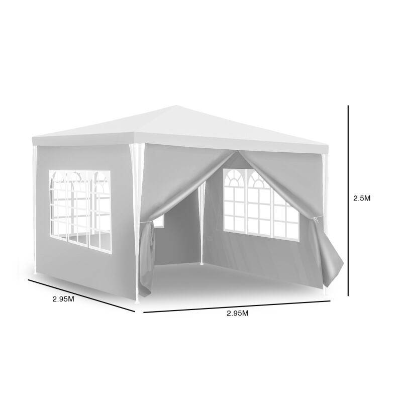 Pavillon Terrassenpavillon – Marktzelt und Sonnenschutz für den Garten, perfektes Partyzelt Weiß 3x3m