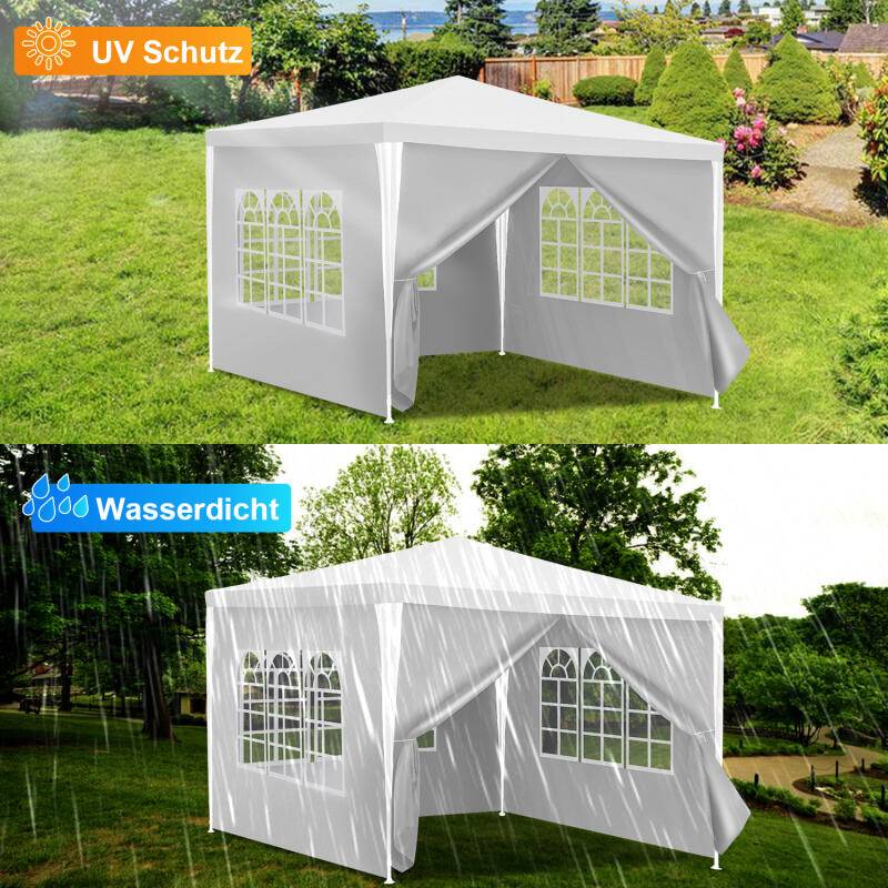 Pavillon Terrassenpavillon – Marktzelt und Sonnenschutz für den Garten, perfektes Partyzelt Weiß 3x3m