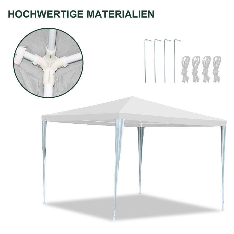 Pavillon Terrassenpavillon – Marktzelt und Sonnenschutz für den Garten, perfektes Partyzelt Weiß 3x3m