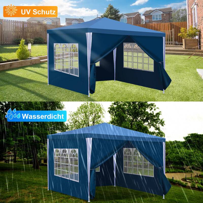 Pavillon Gartenzelt – Robustes, hochwertiges Partyzelt mit Pergola Blau 3x3m