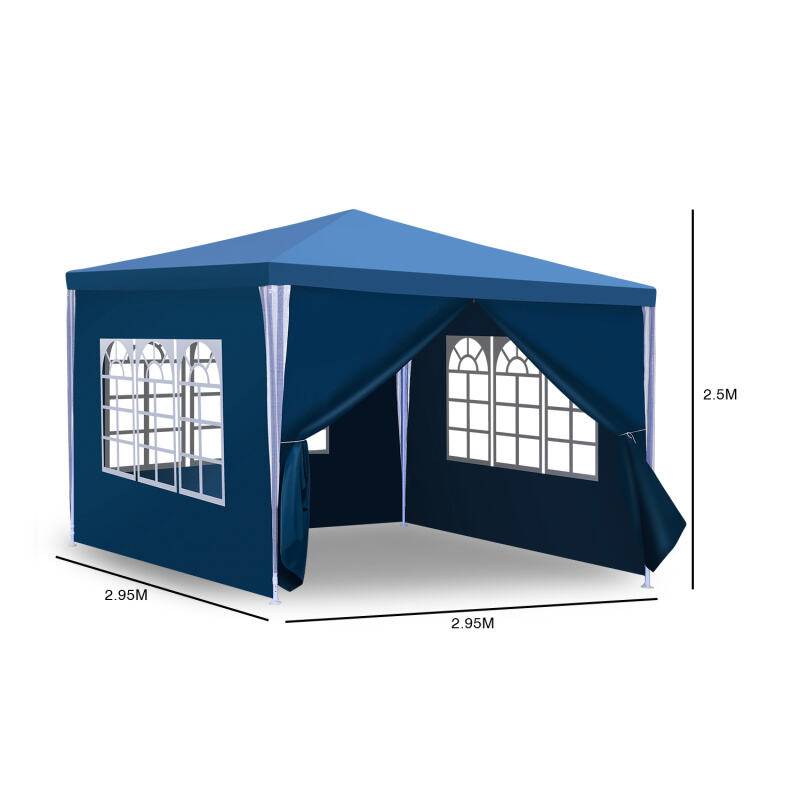 Pavillon Robustes Partyzelt – Eventzelt von hoher Qualität und Stabilität für Ihren Garten Blau 3x3m