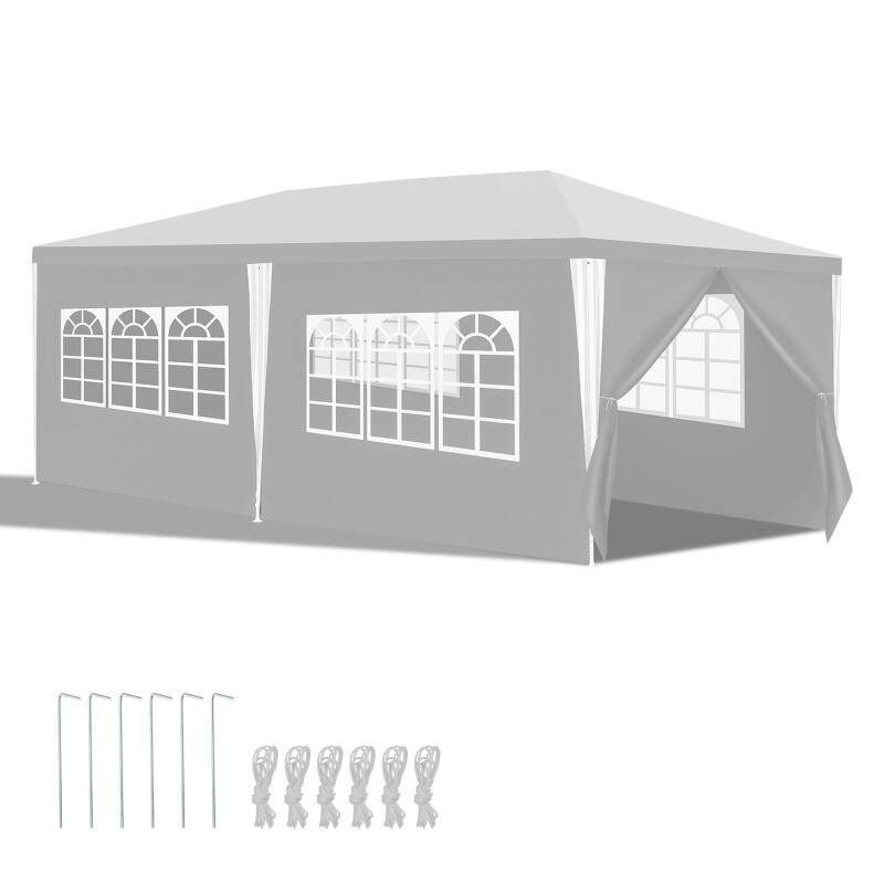Pavillon Garten mit 3 abnehmbaren Seitenteilen tragbares Zelt Partyzelt mit Spiralschläuchen und großen Fenstern für Party Hochzeiten Camping