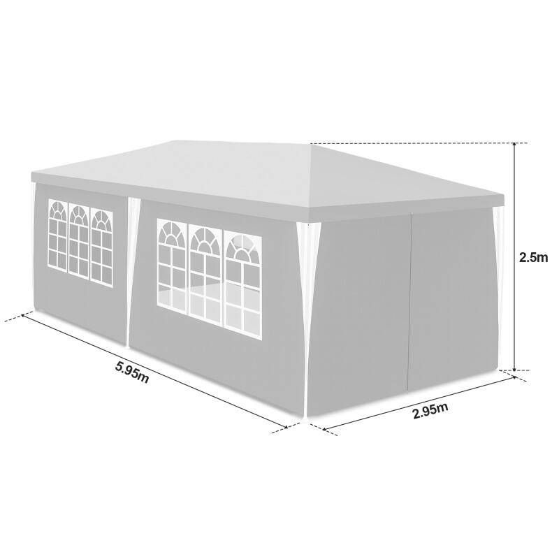 Pavillon Stahlrohre – Terrassenpavillon, Raucherzelt und Partyzelt aus Stahlrohren für den Garten Weiß 3x6m