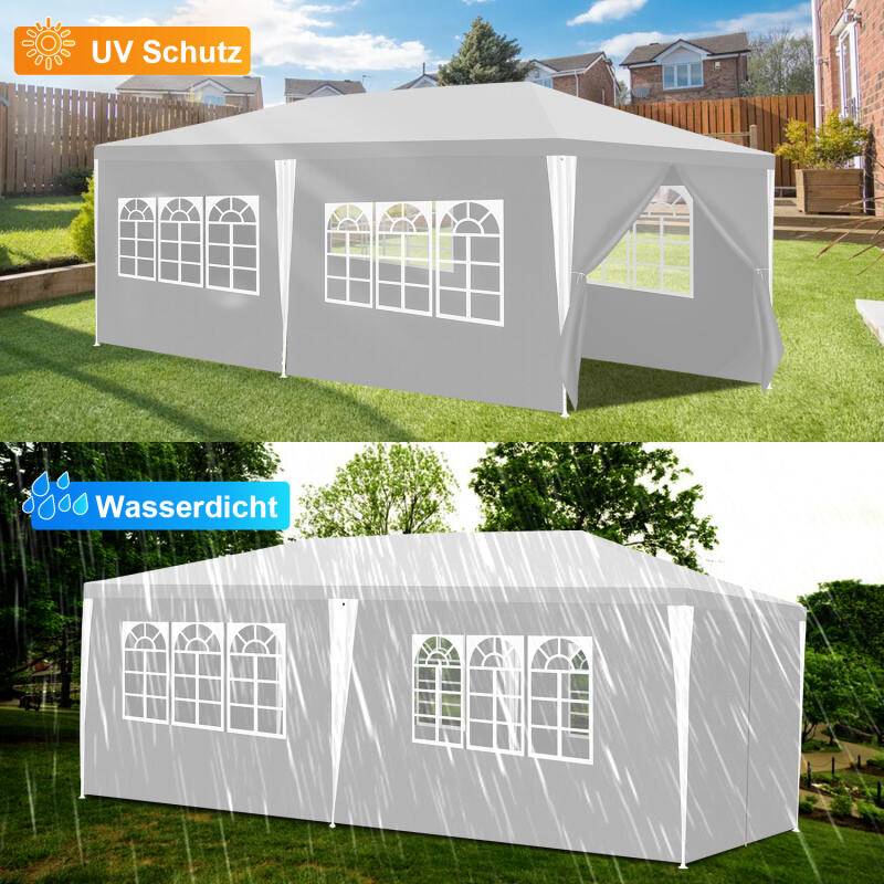Pavillon Hochzeiten – Festliches Gartenzelt aus Stahlkonstruktion, ideal für Hochzeiten Weiß 3x6m