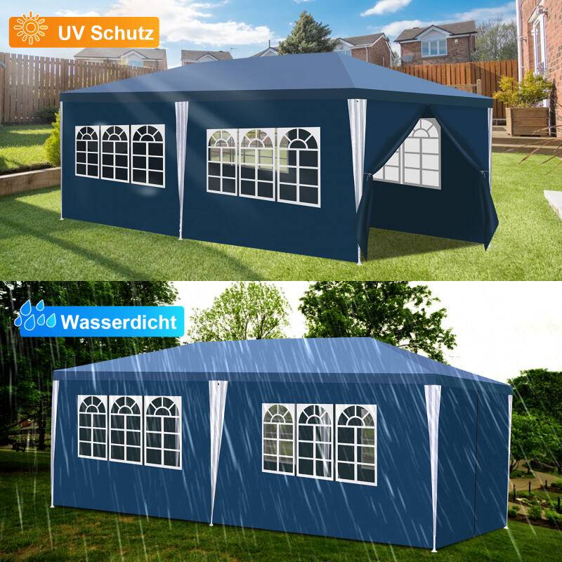 Pavillon Robustes Partyzelt – Eventzelt von hoher Qualität und Stabilität für Ihren Garten Blau 3x6m