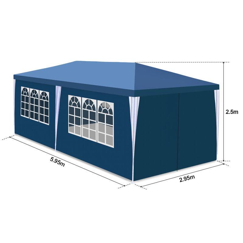 Pavillon Robustes Partyzelt – Eventzelt von hoher Qualität und Stabilität für Ihren Garten Blau 3x6m