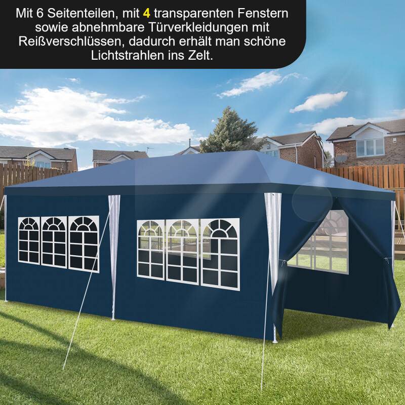 Pavillon Robustes Partyzelt – Eventzelt von hoher Qualität und Stabilität für Ihren Garten Blau 3x6m