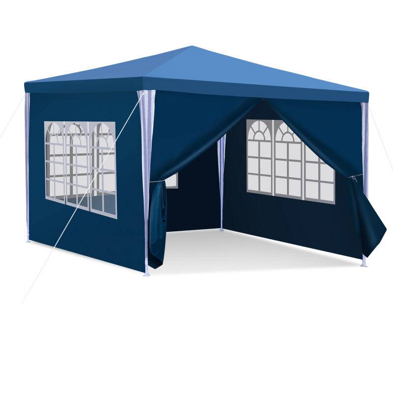 Pavillon Gartenzelt – Praktisches Strandzelt, einfache Montage mit Easy-Klett, ideal für Partys Blau 3x3m