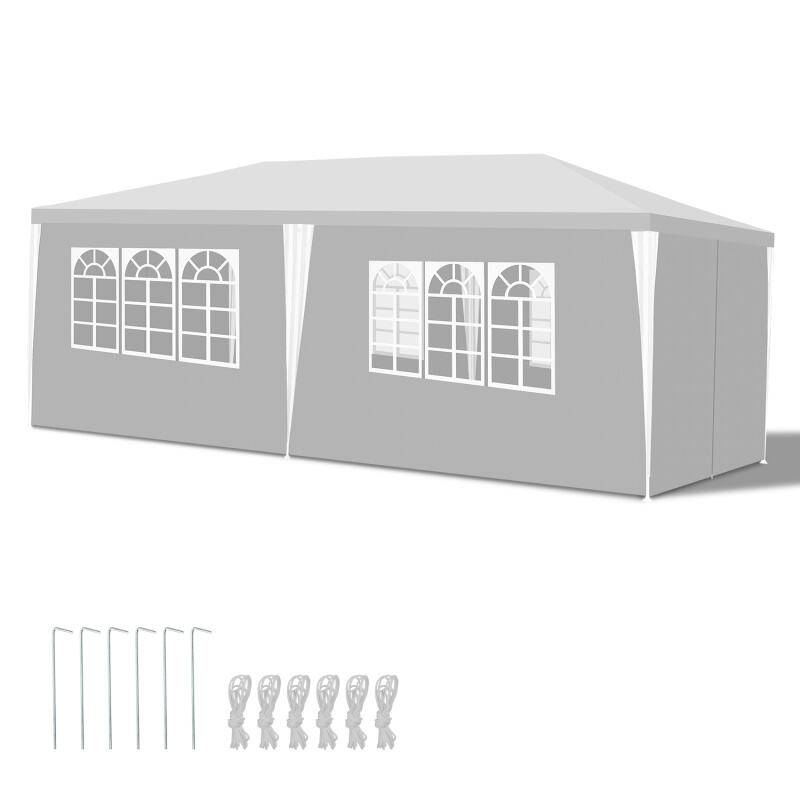 Pavillon Gartenzelt – Praktisches Strandzelt, einfache Montage mit Easy-Klett, ideal für Partys Weiß 3x6m