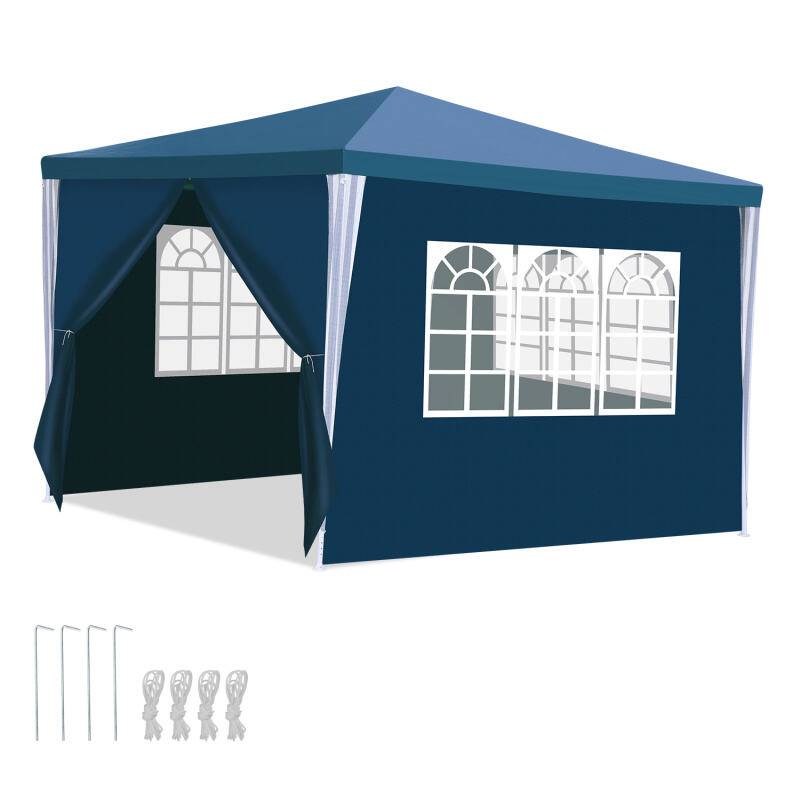 Pavillon Gartenzelt – Wasserdichtes Garten-Pavillon mit Easy-Klett, perfekter Schutz bei jedem Wetter Blau 3x3m