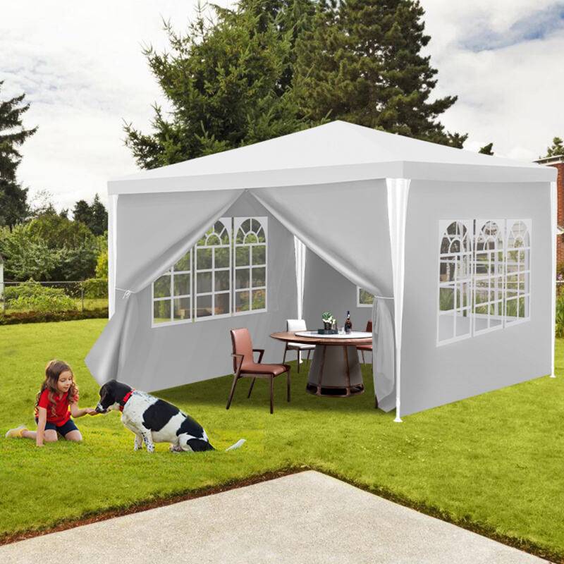 Pavillon Stahlrohre – Terrassenpavillon, Raucherzelt und Partyzelt aus Stahlrohren für den Garten Weiß 3x3m