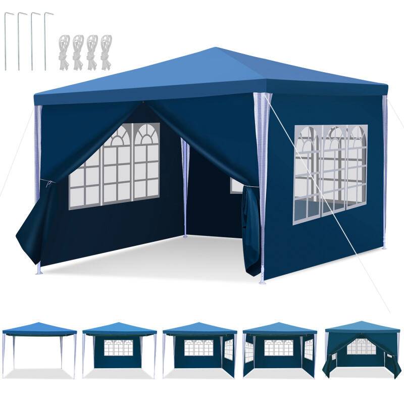 3 x 3 m / 3x6m Garten Pavillon mit Seitenteilen wasserdichtes Zelt mit Spiralschläuchen und großen Fenstern, für Party Hochzeiten Camping