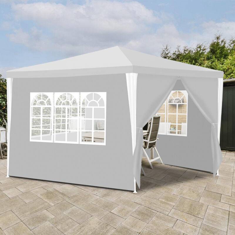 Pavillon Terrassenpavillon – Marktzelt und Sonnenschutz für den Garten, perfektes Partyzelt Weiß 3x3m