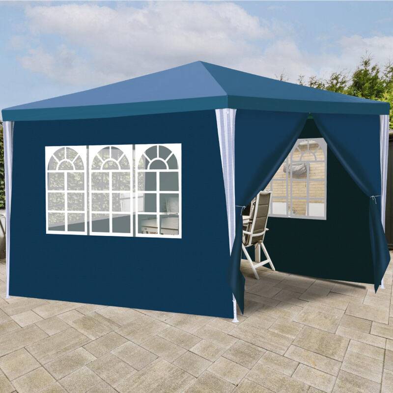 Pavillon Terrassenpavillon – Marktzelt und Sonnenschutz für den Garten, perfektes Partyzelt Blau 3x3m