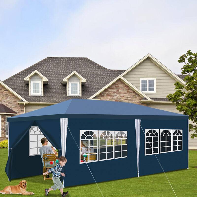 Pavillon Terrassenpavillon – Marktzelt und Sonnenschutz für den Garten, perfektes Partyzelt Blau 3x6m