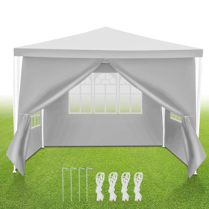 Pavillon Wasserdicht – Terrassenpavillon mit Verbolzung, perfektes Gartenzelt für Partys Weiß 3x3m
