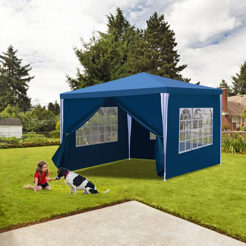 Pavillon Polyethylen Stahlrohre – Luxuriöses Partyzelt aus Polyethylen und Stahlrohren, praktisches Gartenzelt Blau 3x3m