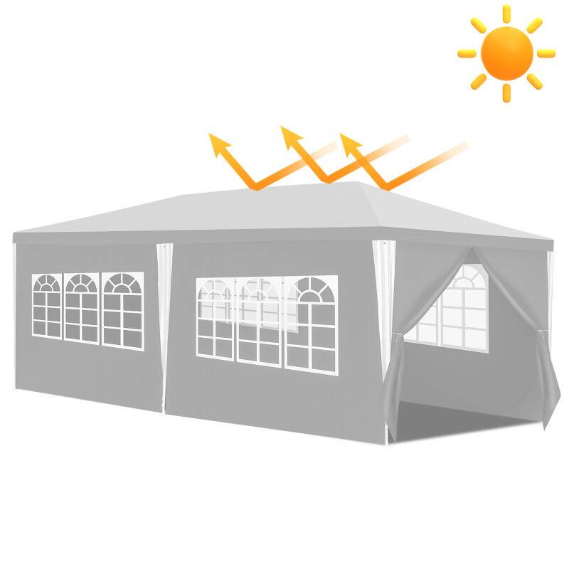 Pavillon Gartenzelt – Leichte Reinigung, langlebig mit Seitenteilen, perfektes Partyzelt Weiß 3x6m