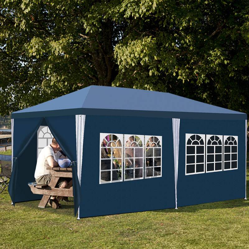 Pavillon Gartenzelt – Leichte Reinigung, langlebig mit Seitenteilen, perfektes Partyzelt Blau 3x6m