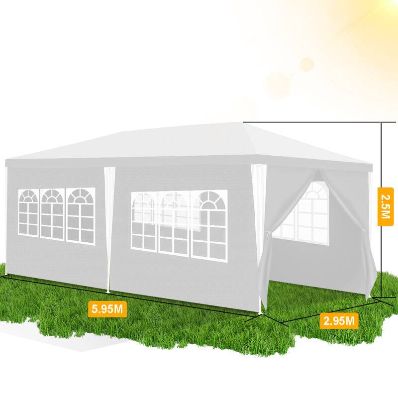 Pavillon Garten mit Spiralschläuchen und großen Fenstern mit 3 abnehmbaren Seitenteilen tragbares wasserdichtes Zelt Partyzelt, Gartenpavillon