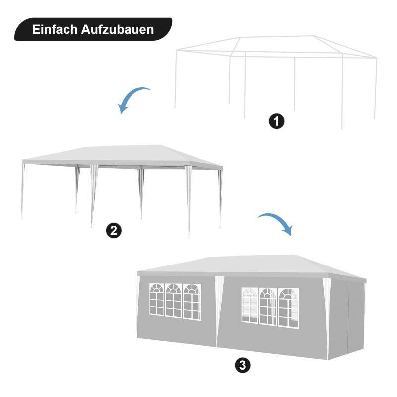 3x3m/3x6m Garten Pavillon mit Seitenteilen wasserdichtes Zelt mit Spiralschläuchen und großen Fenstern, für Party Hochzeiten Camping