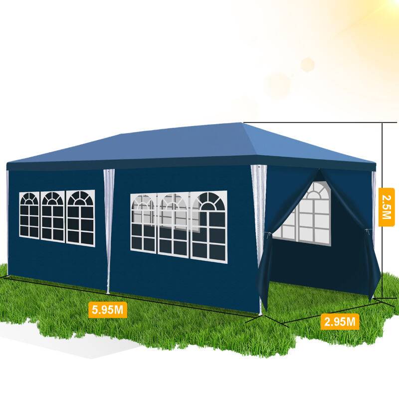 Pavillon Garten mit Spiralschläuchen und großen Fenstern mit 3 abnehmbaren Seitenteilen tragbares wasserdichtes Zelt Partyzelt, für Party Hochzeite