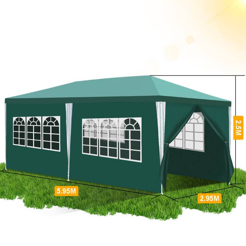 Pavillon Garten mit Spiralschläuchen und großen Fenstern mit 3 abnehmbaren Seitenteilen tragbares wasserdichtes Zelt Partyzelt, Gartenpavillon,für
