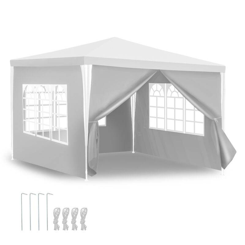 Pavillon Garten mit Spiralschläuchen und großen Fenstern mit 3 abnehmbaren Seitenteilen tragbares wasserdichtes Zelt Partyzelt Gartenpavillon,für