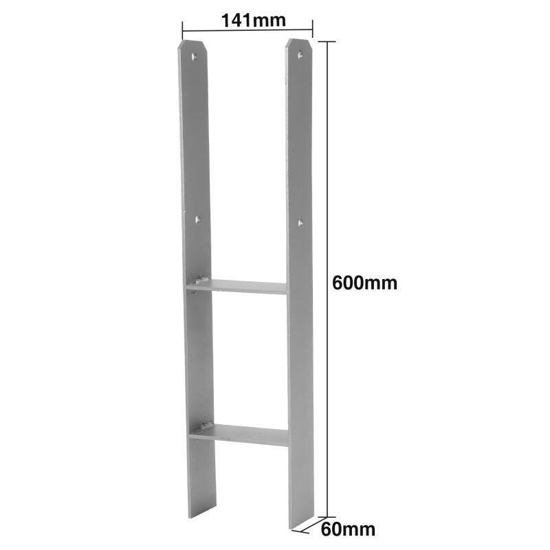 2x Pfostenanker Vierkantholzpfosten fuer Pfosten H-Pfostenanker Materialstärke 4.75 mm 141MM