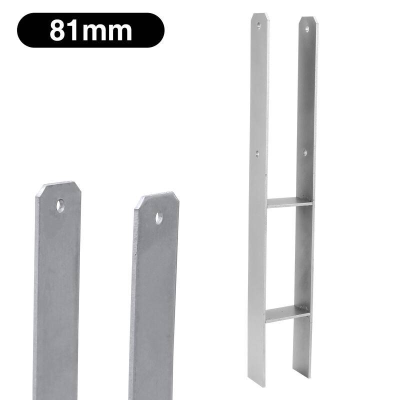 8x Pfostenanker Materialstärke 4.75 mm Vierkantholzpfosten fuer Pfosten 81MM
