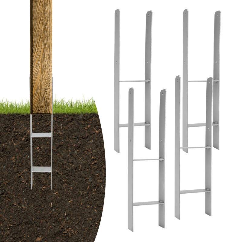 4x Pfostenanker Pfostenschuhe Pfostenträger H-Träger Pfostenanker Materialstärke 4.75 mm Zum Einbetonieren 111MM