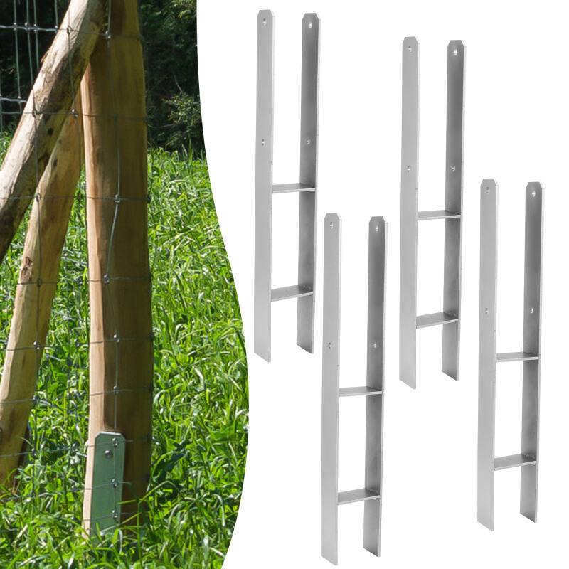 4x Pfostenanker Pfostenschuhe Pfostenträger H-Träger Pfostenanker Materialstärke 4.75 mm Zum Einbetonieren 101MM