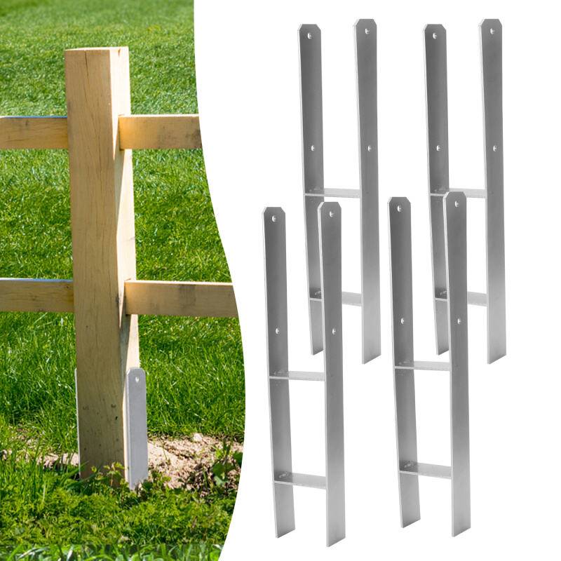 4x Pfostenanker Pfostenschuhe Pfostenträger H-Träger Pfostenanker Materialstärke 4.75 mm Zum Einbetonieren 121MM